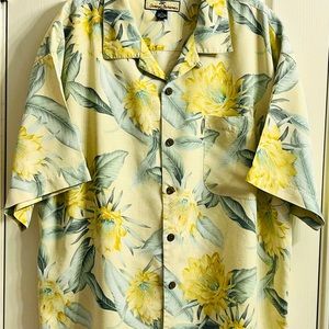 Tommy Bahama Mens Hawaiian Floral Silk Short Sleeve Button Up Shirt XL